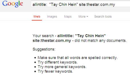allintitle Tay Chin Hein