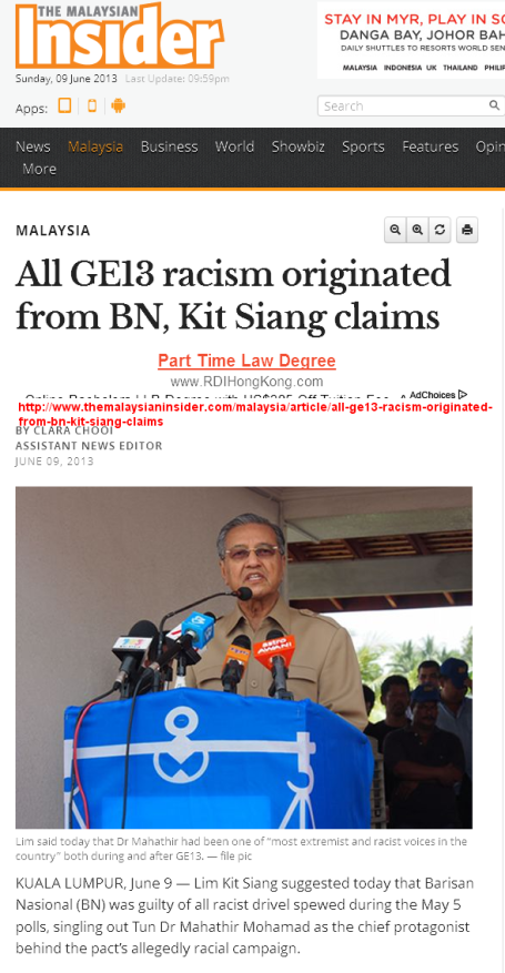 All GE13 racism originated from BN, Kit Siang claims