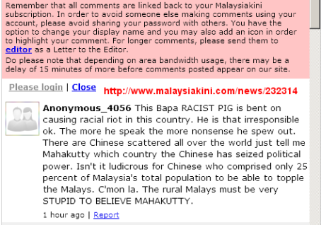 Report lodged againt Dr M's 'racist' blog posting - Malaysiakini 2013-06-07 18-09-44