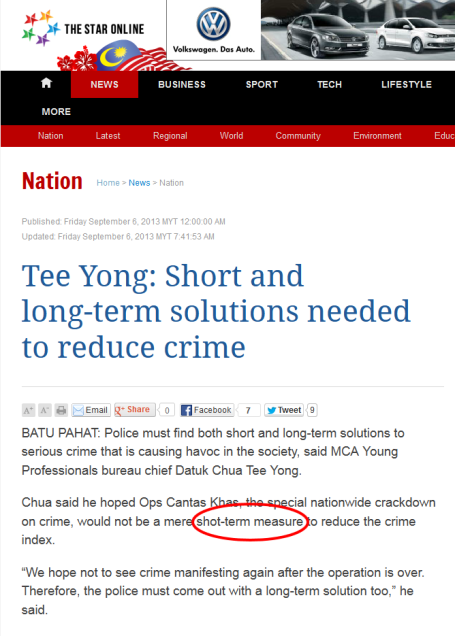 Tee Yong- Short and long-term solutions needed to reduce crime - Nation