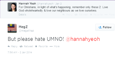 Twitter - megathaz- But please hate UMNO! @hannahyeoh