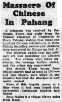 Straits Times, page 1  (15 Feb 1946)
