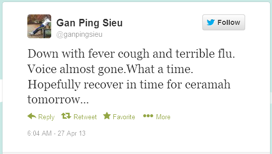 Twitterganpingsieu Down with fever cough and