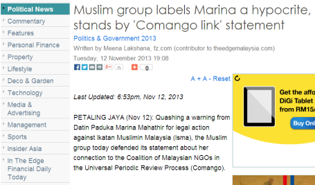 http://www.theedgemalaysia.com/political-news/262500-muslim-group-labels-marina-a-hypocrite-stands-by-comango-link-statement.html