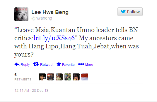 Twitter - hwabeng- “Leave Msia,Kuantan Umno
