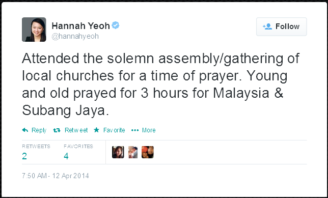 Twitter - hannahyeoh- Attended solemn