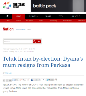 Teluk Intan by-election- Dyana’s mum resigns from Perkasa